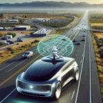 "Tesla engineer monitoring AI-driven adaptive cruise control system on U.S. highways, showcasing advanced driving technology and safety enhancements."