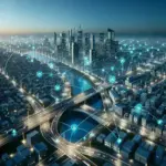 "Close-up of IoT sensors integrated into smart infrastructure, showcasing advanced technology for real-time monitoring and early maintenance alerts in urban development projects."